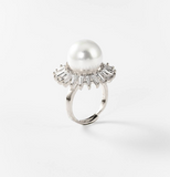 Chogan Bague «Perle de soleil» en acier rhodié
