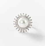 Chogan Bague «Perle de soleil» en acier rhodié