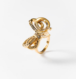 Chogan Bague «Petits nœuds précieux» plaqué or 24 carats