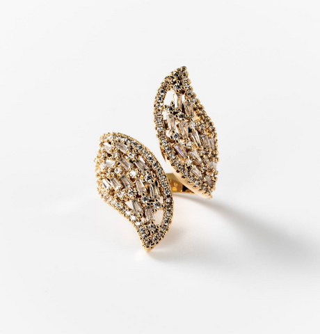 Chogan Bague «Ailes brillantes» plaqué or 24 carats