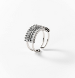 Chogan Bague «Géométrique» en métal rhodié