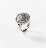 Chogan Bague «Vintage brillante» en métal rhodié