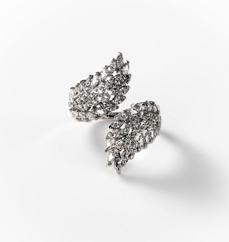 Chogan Bague «Ailes de lumière» en métal rhodié